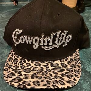Cowgirl Up Black and Leopard Print Cap